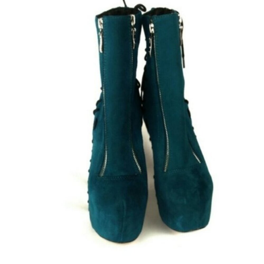 Blue Teal boots Platform Suede leather lace Zigi NY Suspend - Picture 8 of 9
